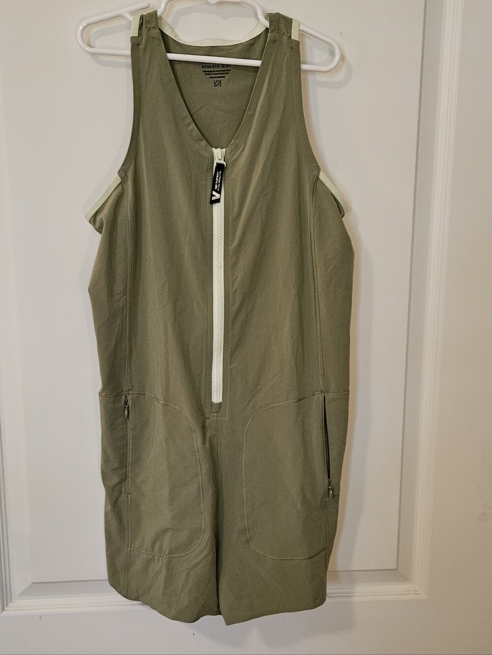 Athleta Olive Zip-Front Sleeveless Romper Girls Size 10/12